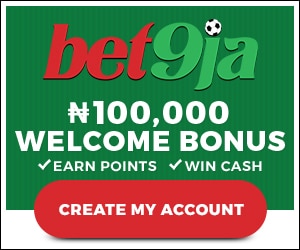 Register at Bet9ja using the promotion code YOHAIG for a N100,000 welcome bonus